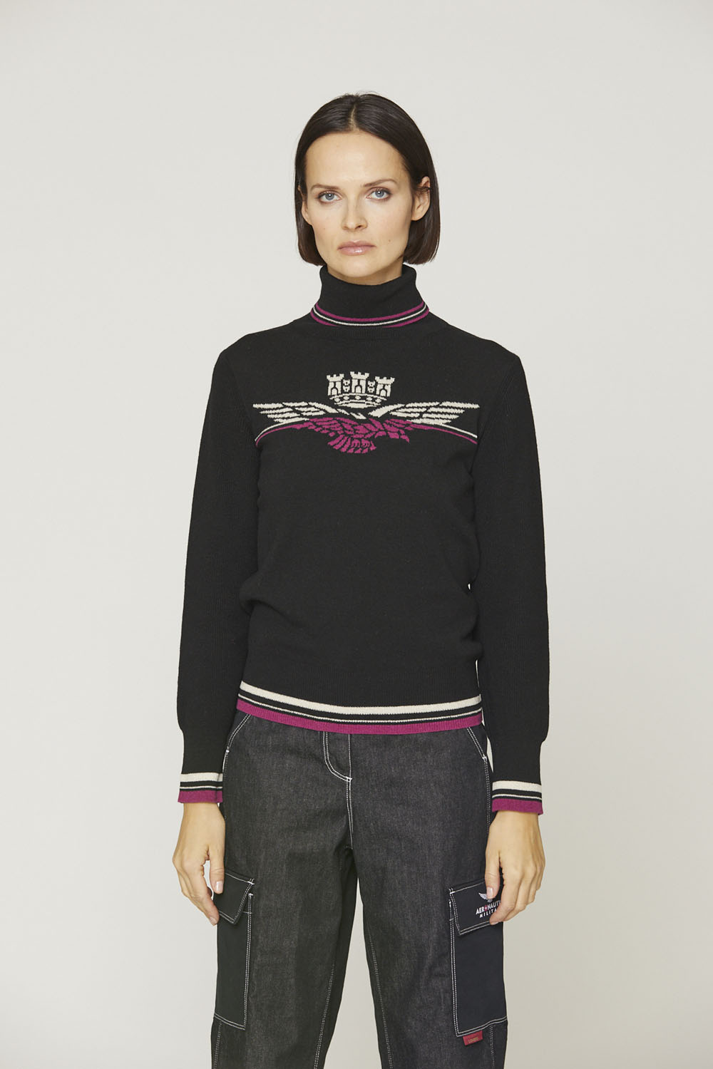 detail Svetr maglia collo alto 232MA1470DL516